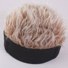Cappello per barboncino in cotone con parrucca, cappello da uomo retrò con capelli finti, nero e marrone, regolabile