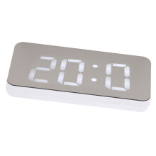 Multifunktionale LED-Wecker mit 2 USB-Anschlüssen, Dimmer, 15,8 cm, Weiß