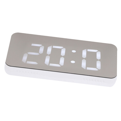 Multifunktionale LED-Wecker mit 2 USB-Anschlüssen, Dimmer, 15,8 cm, Weiß