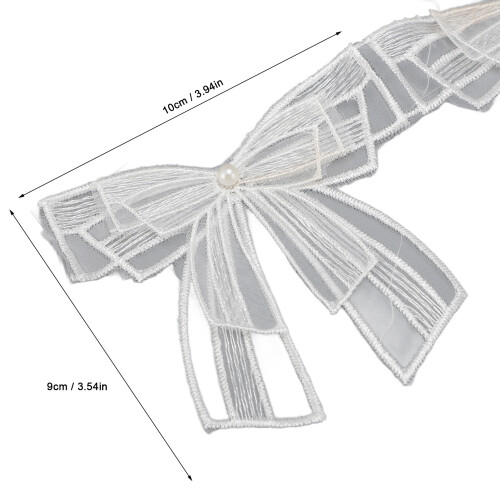 2 Rolls Embroidered Lace Trim Bow Soft Double Layer Mesh 9cm 1