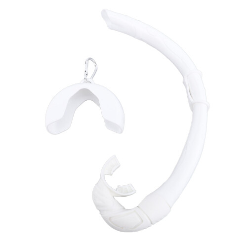 Tuba d'apnée en silicone pliable et roulable blanc 1