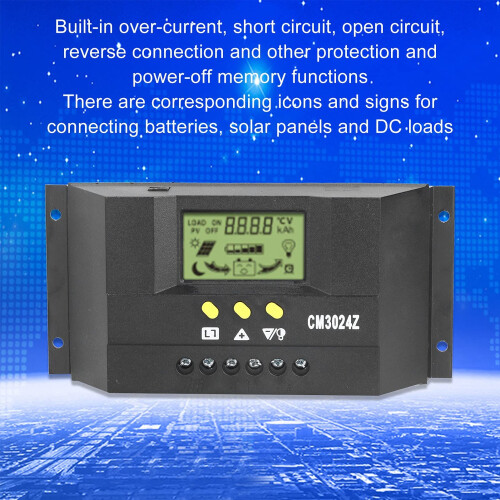 20A 12V 24V Solar Charge Controller with LCD Display, PWM Solar Panel Controller for RV and Home Use 2