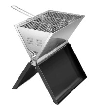 Portable Charcoal Grill Stainless Steel Foldable BBQ Grill for Camping Picnic Outdoor Cooking Black