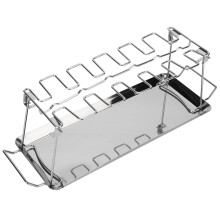 Stainless Steel Chicken Leg Rack for Grill and Oven, Vertical Wing Holder with Drip Tray and Even Cooking Design