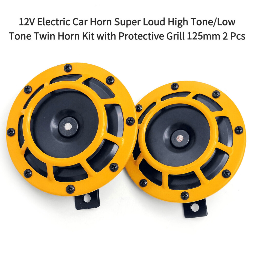 2Pcs 125Mm 12V Electric Car Horn Kit, Super Loud 115Db With Grills 6951390196665