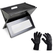 Portable Charcoal Grill with Foldable XShaped Design for Camping, Balcony and Yakitori Cooking