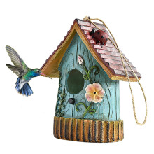 Colorful Resin Hanging Bird House, 6Inch Decorative Outdoor Birdhouse for Garden and Yard