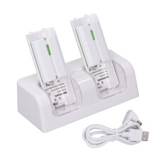 Auto Smart Indicator For Wii U Remote Charging Station Rechargeable Batteries Dual Charger Dock USB Power Cord LED Indicator Light High Capacity