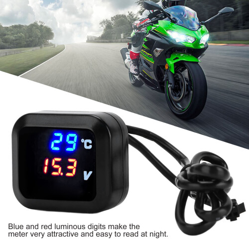 Universal 12V 3-in-1 Temp Volt Meter with USB Waterproof for Motorcycles 2