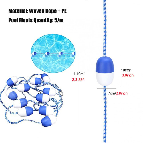 Pool Divider Rope 3m with Durable Hooks, Tangle Floating Line for Swimming Pool Safety 1