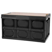 Alomejor Collapsible Storage Box 60L – Heavy-Duty Foldable Outdoor Storage Bin with Solid Wood Top, Waterproof Garden Storage Box for Patio