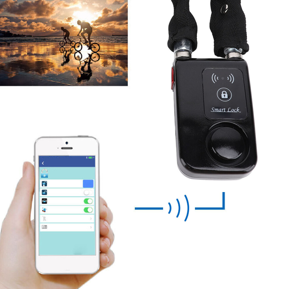 Smart Waterproof App Control Bike Lock, Vibration & Theft Alert, Black 4611384820694