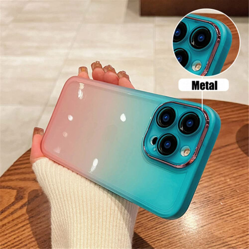 Gradient Rainbow Clear Silicone Protective Case Cover with Camera Protector T5 for iPhone 13 Pro Max 1