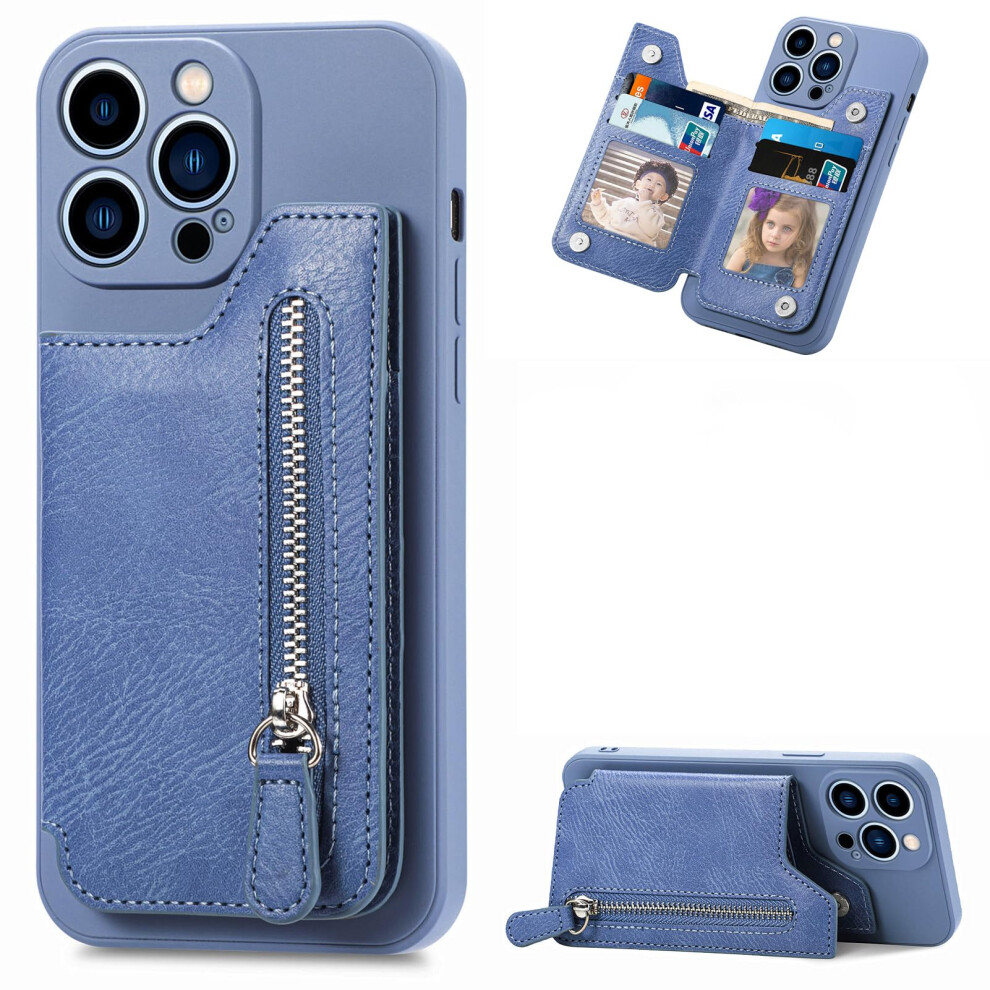Pu Leather Flip Cover Wallet Case With Zipper, Card Slots And Kickstand For Honor V9 Al20 Blue 9073542004530