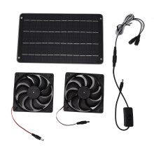 20W Solar Powered Dual Exhaust Fan Kit with Switch for Greenhouse RV Pet House Ventilation