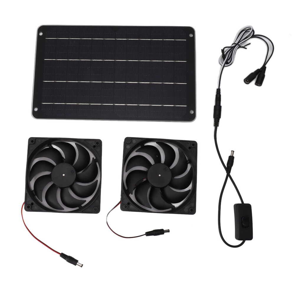 20W Solar Powered Dual Exhaust Fan Kit With Switch For Greenhouse Rv Pet House Ventilation 9092120959161