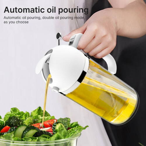 Küchen-Ölspender 2-in-1, 550 ml, Glas, Schwarz