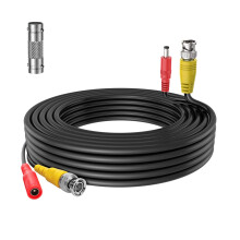 25ft Black BNC Video and Power Cable for Samsung Security Cameras with Secure Connection