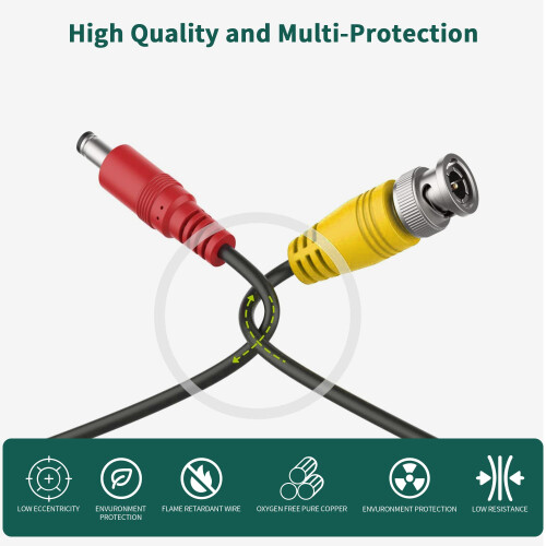 25ft Black BNC Video Power Cable for Lorex Cameras, Easy Compatibility and Secure Connection 1