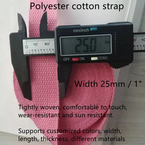 1 Inch Cotton Webbing Strap Pink Durable Polyester Blend for Bags Leashes and Craft Projects 1