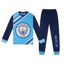 Manchester City FC Official Boys Long Pyjamas Sky Blue 3-4 Years