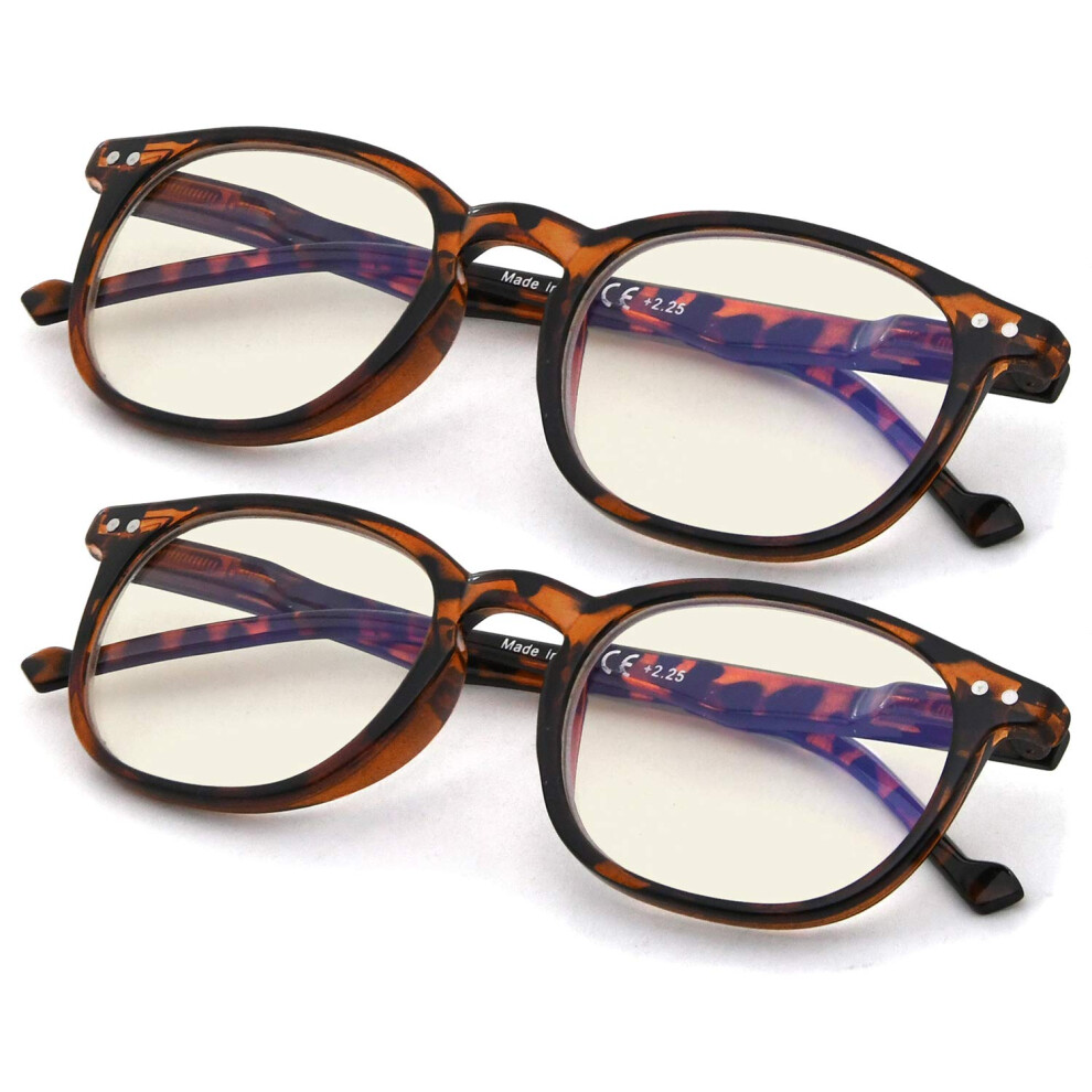 2 Pack Vintage Tortoise Reading Glasses +3.5 with UV Protection Computer Readers