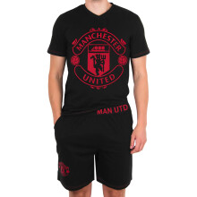 Manchester United Official Mens Loungewear Short Pyjamas Black Crest XXL
