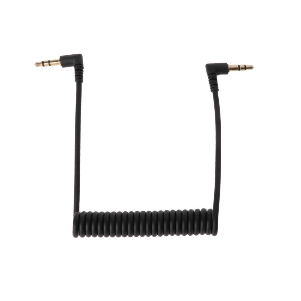 Right Angle 3.5Mm Male To Male Aux Cable Coiled Stereo Audio Cord For Car Universal 25Cm Black 9092120190427