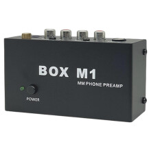 Phono Preamp with RCA and Headphone Output for DJ and Home Audio, Steel Housing