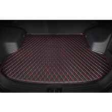 Waterproof Leather Car Trunk Mat for Jeep Liberty 2001‑2007, Full Coverage Anti‑Scratch Cargo Liner Black Red