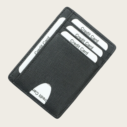 Kartenetui mit RFID-Schutz. Echtes Leder Black 1