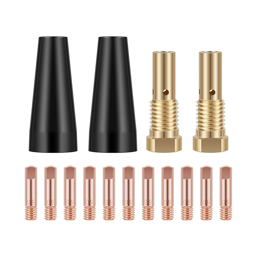 15Pcs Mig Welding Kit 0.8/0.9Mm Brass Welding Tips Replacement Accessories Compatible With Weld 261308 306 6031762621282