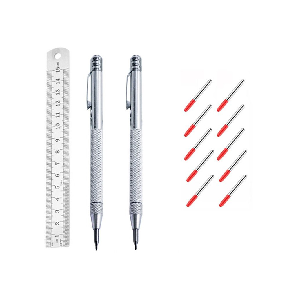 2-Pack Tungsten Carbide Marking Pens With 10 Replacement Marking Tips Tile Glass Metal Plate Marking Pen 6032984704944