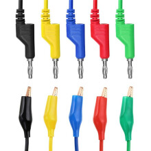 Banana Plug to Alligator Clips Test Leads 5 Color Soft Flexible Electrical Wire Cables for Multimeter Electrical Testing