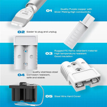 För Anderson-Kontakt, 1/0AWG Batterianslutning med Hårt Lock 12V-36V för Anderson-Kontakt Vinschkopplingskit för Kabel Husbil Grå