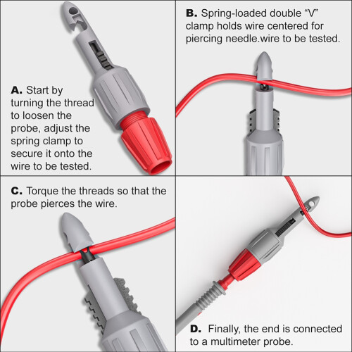 8PC Wire Piercing Probe Insulation Piercing Clip Wire Piercing Tool for Multimeter Voltage Voltmeter Testing 4mm