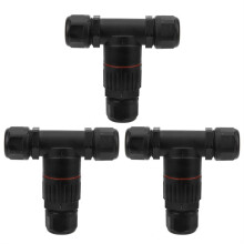3Pcs IP68 Waterproof Connector Electrical Cable 3 Way T Shape Junction Box Outdoor Industrial Accessories