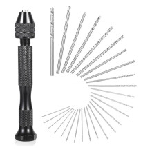 26 PCS Micro Drill Bit Set, Pin Vise Hand Drill Manual Jewelry W/Micro Drill Bits (0.5mm-2.5mm), Rotary Drill