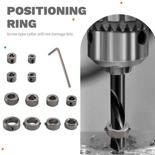 3-16mm Drill Depth Stop Bit Collar Set Drilling Limit Ring Drill Bit Depth Stop Collar Drilling Limit Ring 2