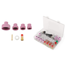 Ceramic Nozzle Cups Strainer Mesh Collet Gas Lens with 71Pcs TIG Torch Stubborn Gas Lens 12 Glass Set