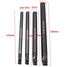 4 Conjunto de 7/8/10/12mm Torno Boring Bar Turning Tool Holder 10Pcs 0602 Carbide Insert Blades para Lathe Turning Machine