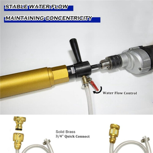 1 1/4In-7 Male to SDS  Drill Adapter Kit- Water Injection Capable,Includes Solid Brass Hose Quick Connector and Hose 1