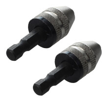 2X Mandrin Foret - Argent + Noir 6mm Autoserrant Mandrin Foret Rapide Changement Adaptateur Convertisseur Tige Hexagonale