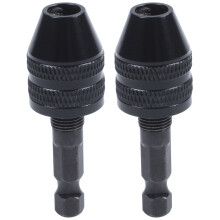 2X 0.3-3.6mm Keyless Drill Chuck Screwdriver Impact Driver Adaptor 1/4inch Shank Drill Black