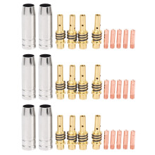33Pcs/Set Mig Welding Nozzle Torch Nozzles Gold Tip Holder Contact Tips 0.040 Inch Gas Diffuser Set for Torches