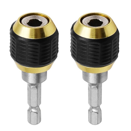 2 Pcs 60mm Drill Chuck Screwdriver Impact Driver Adaptor 1/4Inch Hex Shank Drill Bit Tool Quick Change Convertor Adapter 1