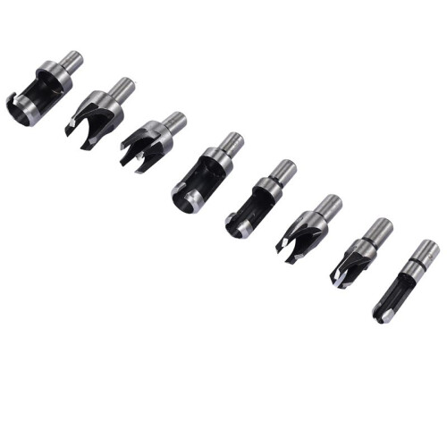 14 Pcs Wood Plug Hole Cutter Chamfered Plug Cutter Drill Bits Five-Slot Countersink Drill 1/4 Inch Hex Spanner Tool Set 2