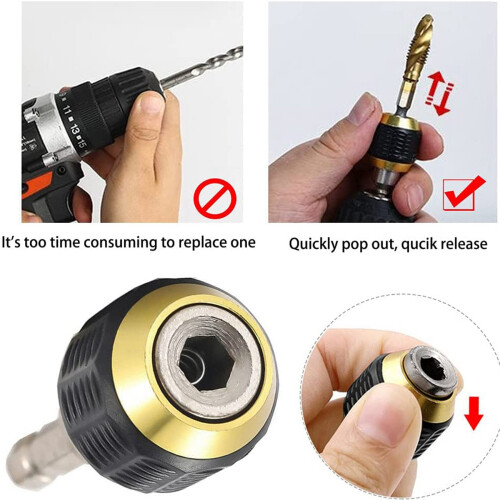 2 Pcs 60mm Drill Chuck Screwdriver Impact Driver Adaptor 1/4Inch Hex Shank Drill Bit Tool Quick Change Convertor Adapter 1