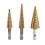 Step Drill Bit 3Pcs Hss Step Drill Bit Set Cone Hole Cutter Taper Metric Nitriding Hex Core Drill Bits Gold 1