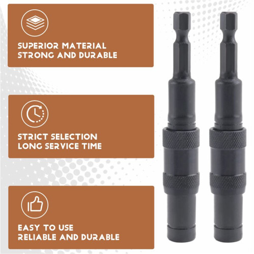 2 Pack Pivoting Bit Tip Holder, Magnetic Screw Drill Tip 1/4inch Hex Shank, Quick Change Locking Bit Holder (Black) 2